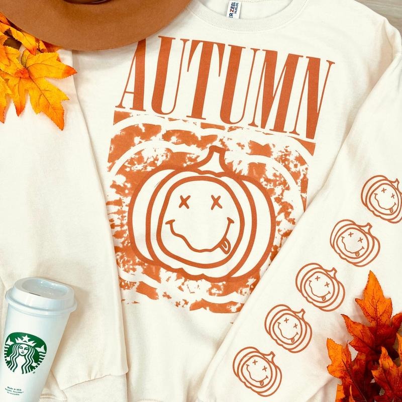 AUTUMN 'Pumpkin Rock' Sleeve Print T-Shirts