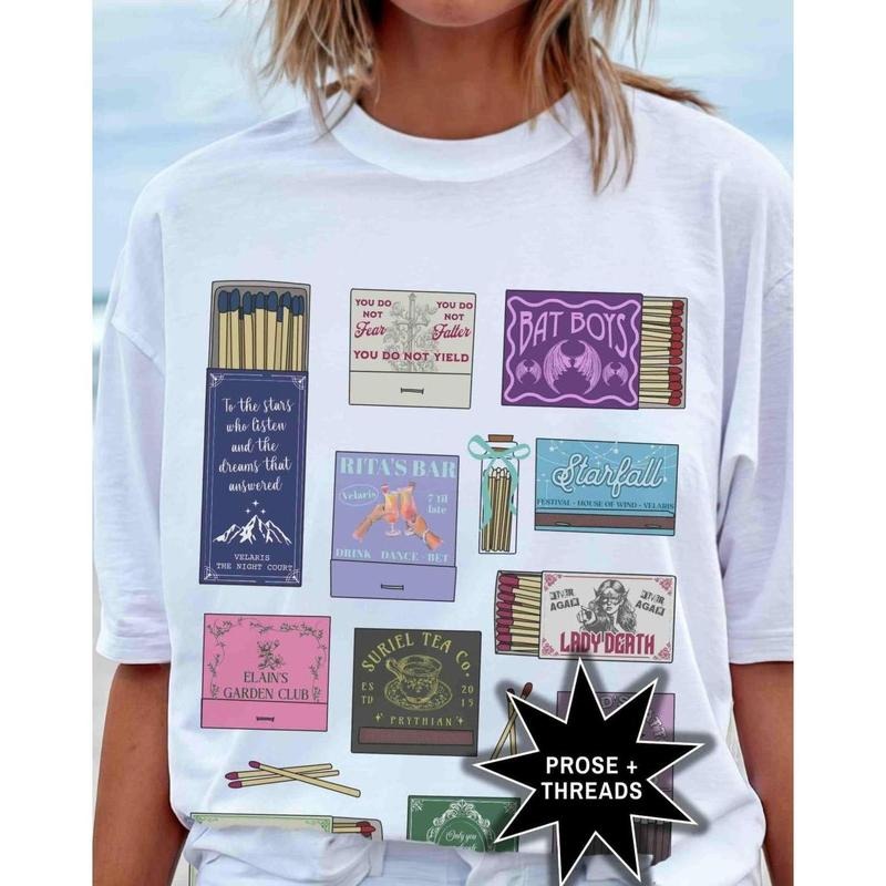 Acotar Matchbox Collage Shirt Acotar Velaris Sarah J Maas Sjm Bat You Do Not Yield Lady Death Booktok T-Shirts