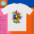 'Neon Rubik' 3D Printed Color Splash & Embossed Details All Day Streetwear Date Night Active Life T-Shirts