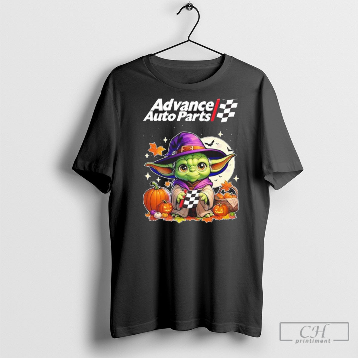 Advance Auto Parts Logo Baby Yoda With Pumpkin Halloween Shirt Tee