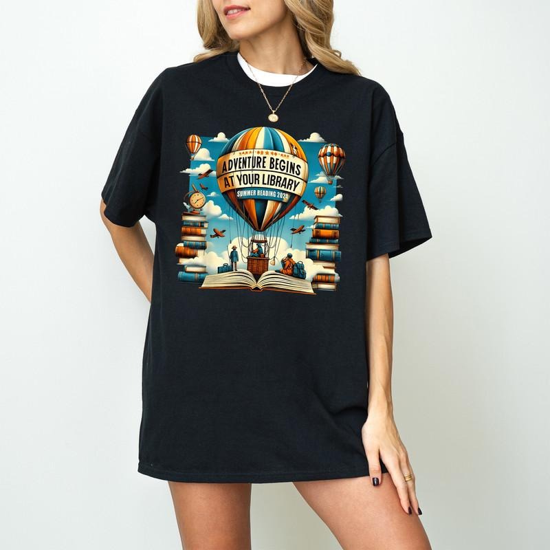 Adventure Begins Your Library Summer Reading Hot Balloon Shirt Funny T-Shirts