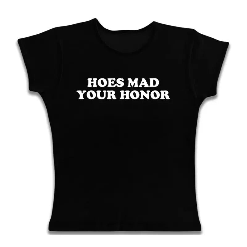 Vintage Y2k Clothes Hoes Mad Your Honor Baby Goth Short Sleeve Emo Tops Y2k Top Streetwear Fitted Girlfriend T-Shirts