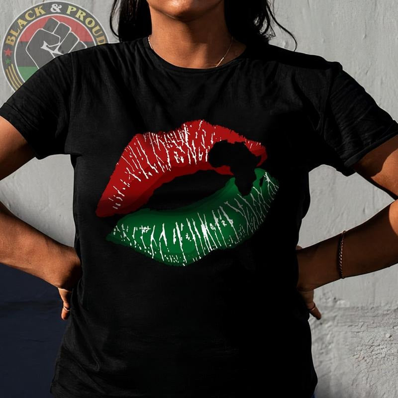 African American Lips Casual Top Black Black Lips Shirt Black Girl Magic Shirt BLM T-Shirts