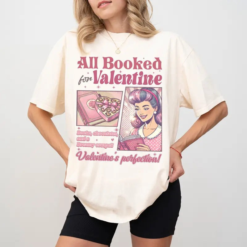 All Booked Valentines Comfort Colors Shirt Teacher Valentine Shirt Book Lover Bookish T-Shirts