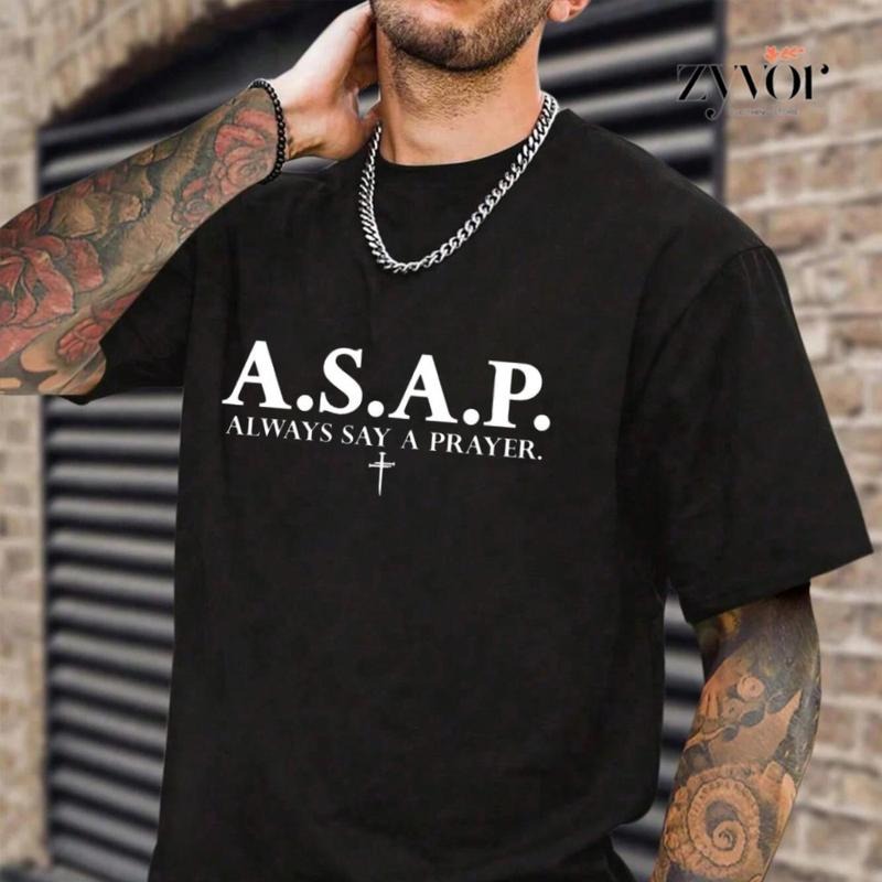 Always Say Prayer Christian Shirt Casual Crew Neck Short Sleeve Tops Perfect T-Shirts