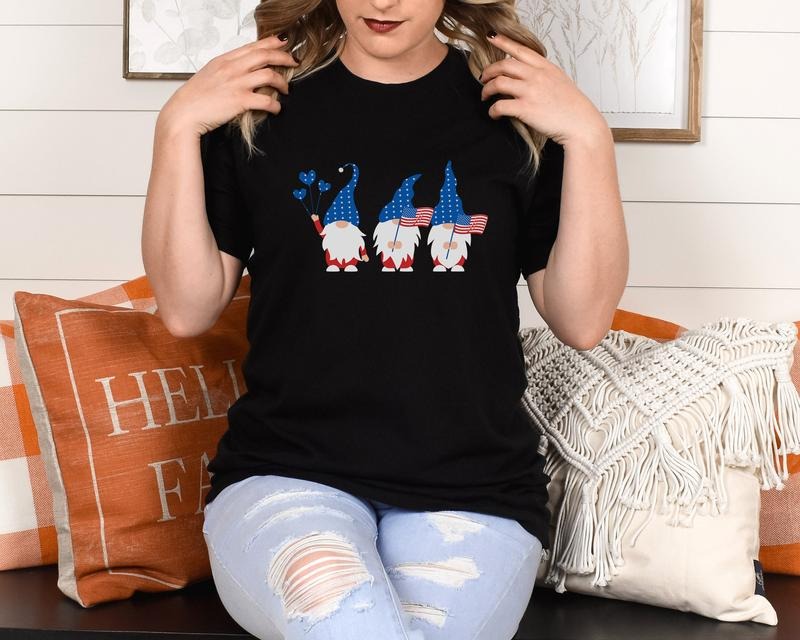 America Gnomes Shirt 4th July Usa Printed Shirt Independence Day Patriotic Shirt Memorial Day Shirt Comfy Color Shirt T-Shirts