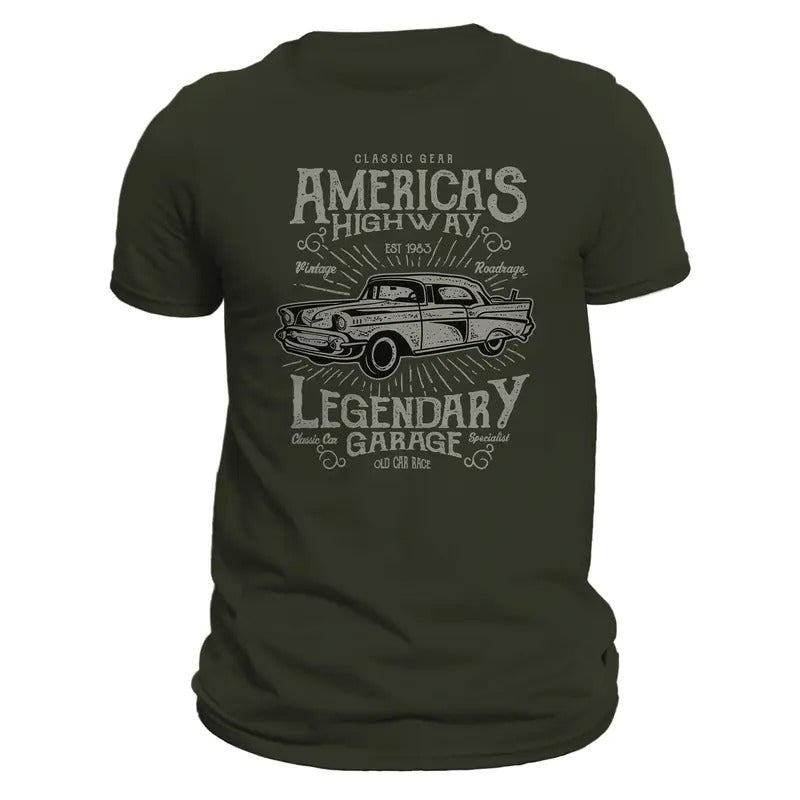 America'S Highway Classic Car Old Car Race T-Shirts