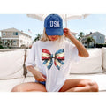 American Coquette USA Bow Crew Neck Short Sleeve Cotton Casual Durable Loose Fit All Seasons Machine Washable Fabric T-Shirts