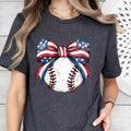 American Flag Baseball Coquette Shirt Patriotic Baseball Shirt Game Day Shirt Shirt Coquette Baseball Shirt Baseball American Baseball Coquette Bow Flag Ribbon Shirt USA Flag Shirt July 4th T-Shirts