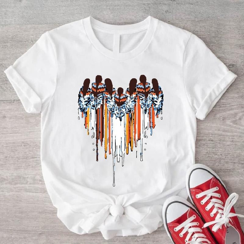 American Native MMIW Awareness Shirt National Day Awareness Missing Heart Dripping Shape Tribe Indigenous T-Shirts