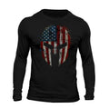 American Spartan Patriotic USA Flag Long Sleeve Casual Classic T-Shirts