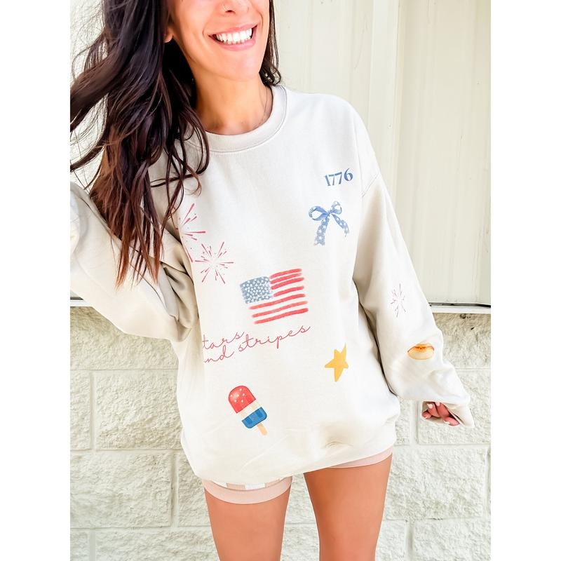 Americana Sticker Trend Top T-Shirts