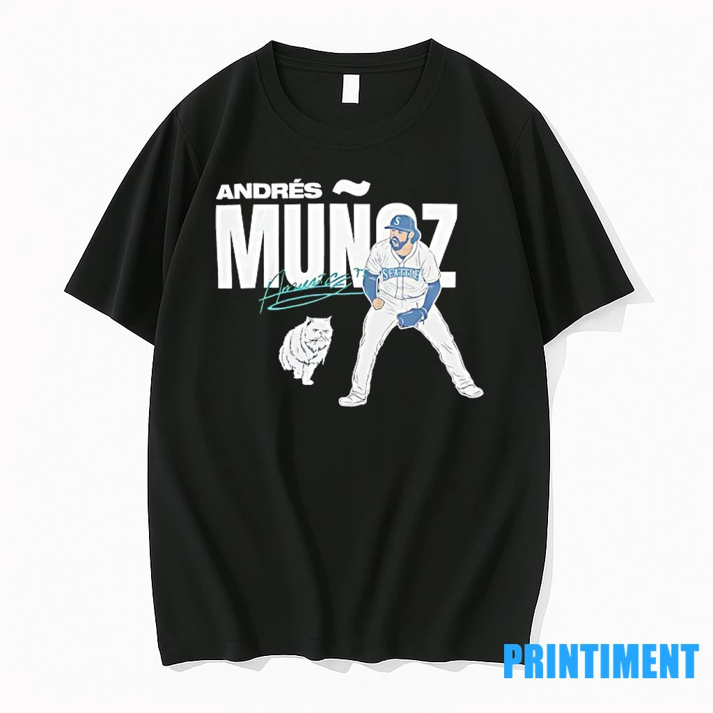 Andres Munoz And Cat Seattle Mariners Baseball Signature Tshirts Sweater