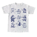 Animal Musicians 90s Tattoo Vintagse Retro Animal Music Lovers Cute Nature Shirt Bear Playing Guitar Raccoon Raccoon Frog Vintage 90s Top Menswear Underwear Streetwear Round Neck Tropical Casual T-Shirts