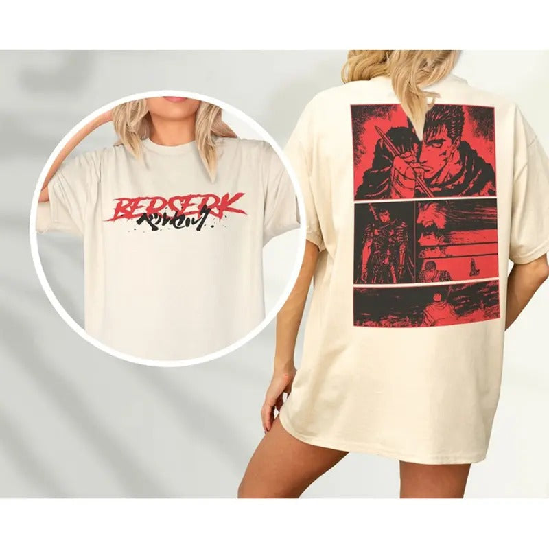 Anime Grunge 90s Japanese Manga Shirt Back Print Go Berserk Retro Character Streetwear T-Shirts