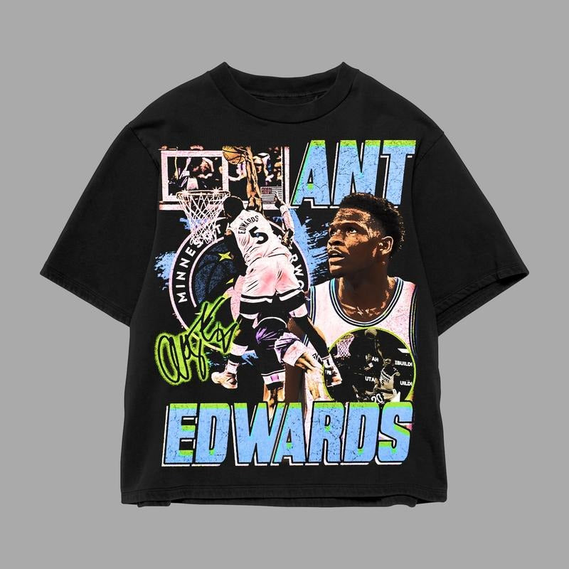 Ant.Hony Edw.Ards Timberwolves Basketball 100% Cotton Shirt Fan T-Shirts