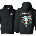 Ariat Wild Bull Skull Intricate Floral Patterns Outdoor Adventures Classic Cotton Casual T-Shirts