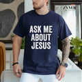 Ask Me About Jesus Christian Pure Cotton Casual Crew Neck Short Sleeve Tops Perfect T-Shirts