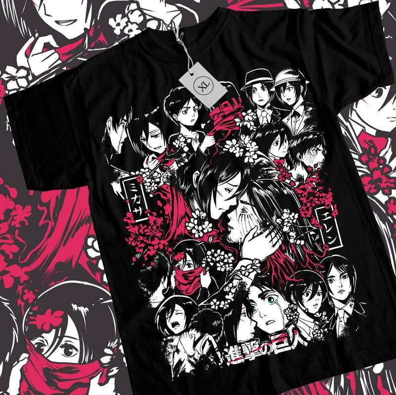 Attack Titan Mikasa Eren Mikasa S 4XL Girl Anime AOT Shirt S 4XL T-Shirts