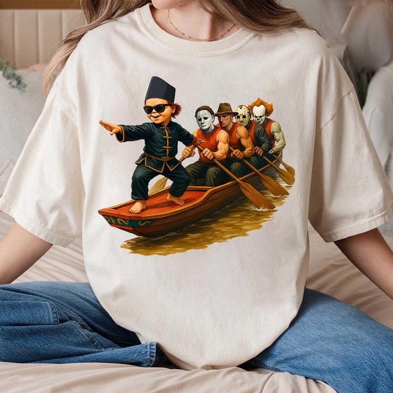 Aura Farming Boat Kid Horror Characters Shirt Horror Farming Boat Shirt Funny Halloween Retro Halloween Shirt Trending Shirt T-Shirts