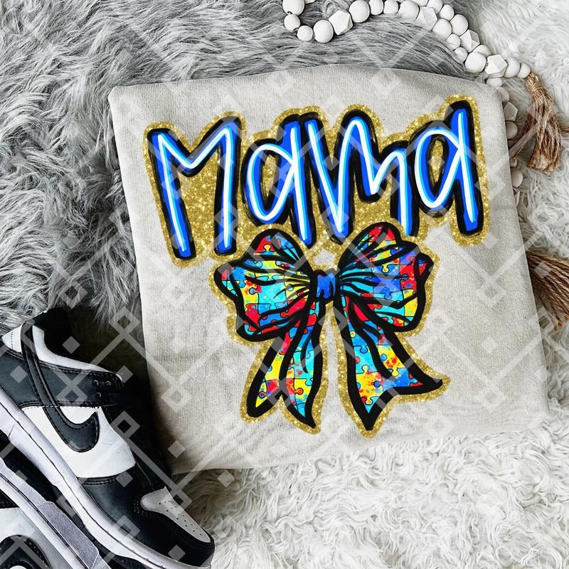 Autism Mama Bow DTF Transfer THIS IS NOT SHIRT T-Shirts