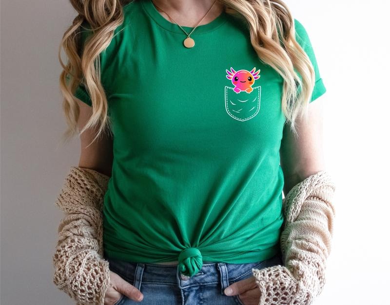 Axolotl Cute Axolotl Pocket Size Shirt Kawaii Axolotl Lover Animal Lover Axolotl Salamander T-Shirts