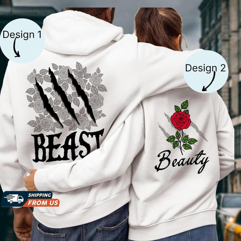 B3auty B3ast Couple Couple Her B3ast His B3auty Couple Matching T-Shirts