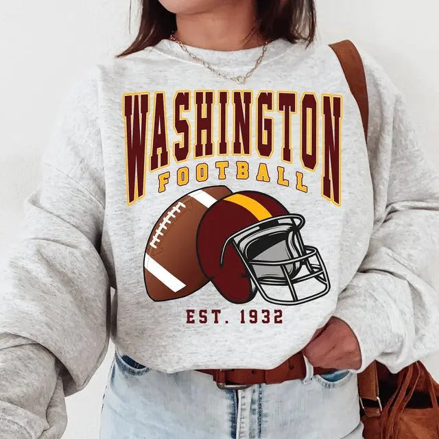 [BIG DEAL]Vintage All Team Football Big Word Sport Grey Retro Cotton T-Shirts