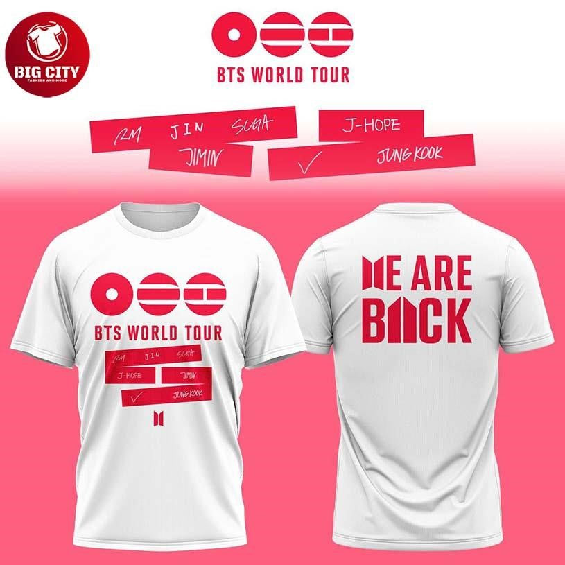 BTS World Tour 2026-2027 Arirang RM-Jin-V-Suga-Jimin-Jungkook-JHope Two Sided Shirt