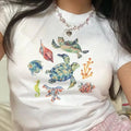 Baby Y2k Print Retro Shirt Retro Shirt Streetwear Clothes Seashell Shirt Retro Indie White Shirt Grunge Baby Memphishottieshirt T-Shirts