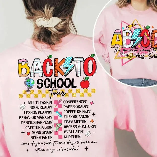 Back School Teacher Shirt Shirt Retro ABCD Teacher Tour Custom Teacher Tour Shirt Back School First Day School Teacher Appreciation T-Shirts