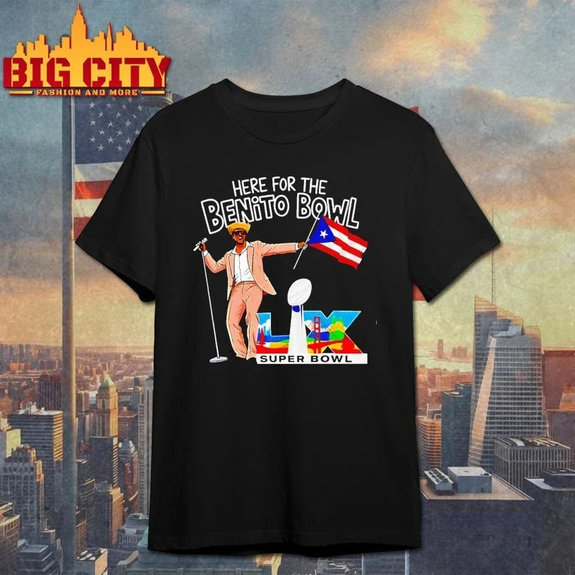 Bad Bunny Puerto Rico Flag Edition Here for the Benito Bowl t-shirt