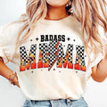 Badass Mama Retro Checkered Mama Motherhood Mom Life Mama Mothers Varsity Grunge T-Shirts