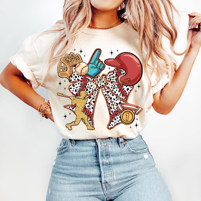 Baseball Coquette Game Day Baseball Baseball Bow Retro Baseball Mama Baseball Mom Hey Batter Batter Swingstyle{N002}2 T-Shirts