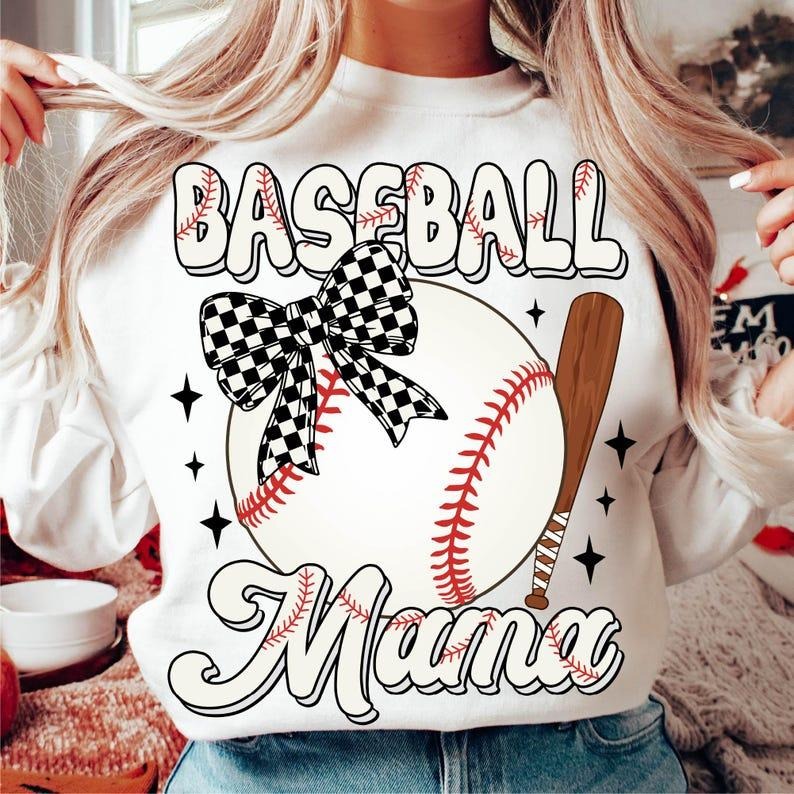 Baseball Mama Baseball Coquette Bow Baseball Mom Retro Baseball Game Day Sports T-Shirts