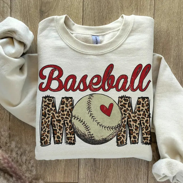 Baseball Mom Leopard Print Baseball Mama Baseball Lover Game Day T-Shirts