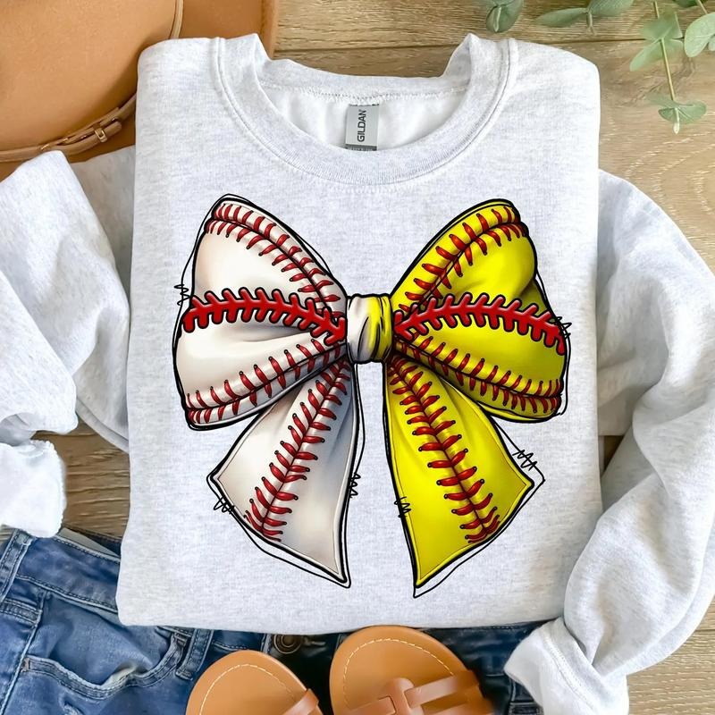 Baseball Softball Bow DTF Transfers THIS IS NOT SHIRT T-Shirts