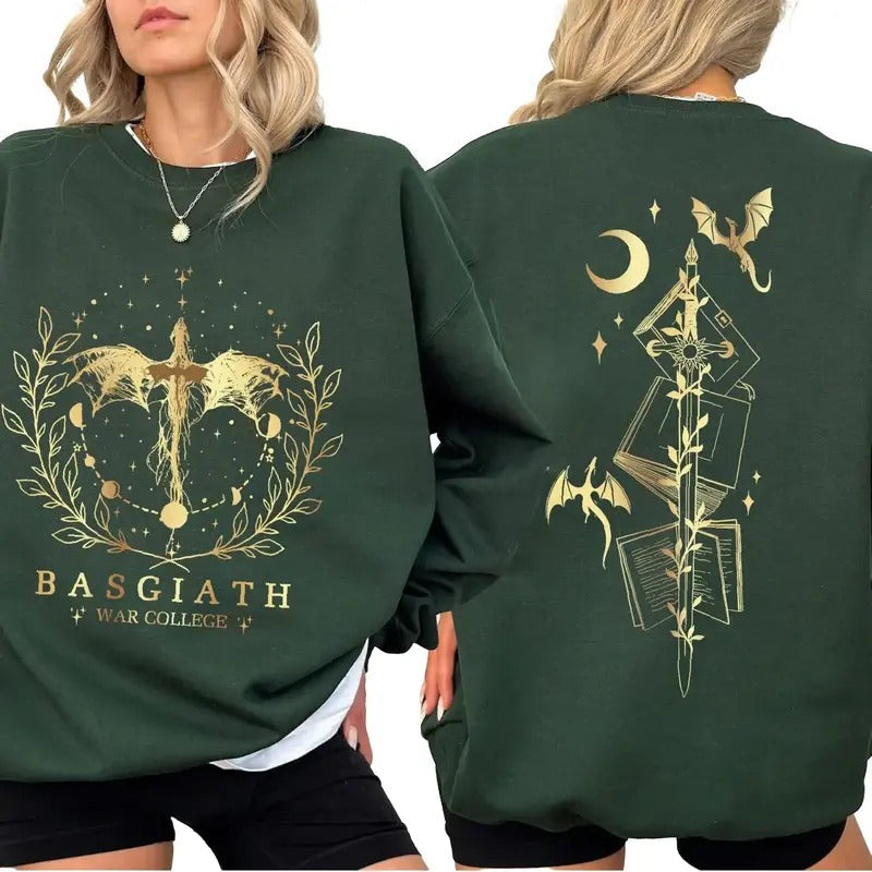 Basgiath War College 2 Sided Fourth Wing Shirt Book Lover Dragon Rider Shirt Casual Tops Comfort Cotton T-Shirts