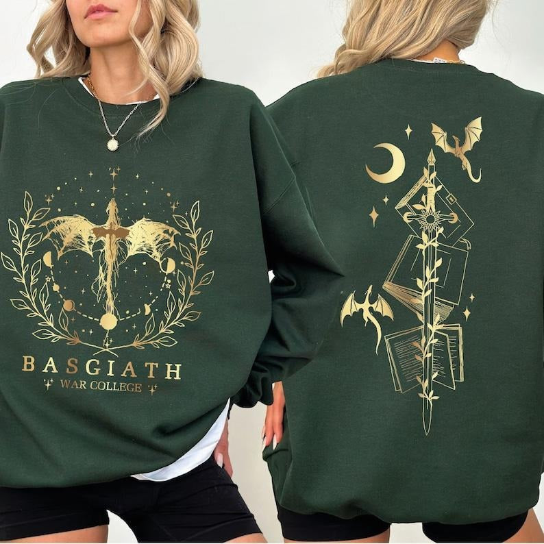 Basgiath War College 2 Sided Fourth Wing Shirt Dragon Rider Shirt Fourth Wing ; Cotton Menswear T-Shirts