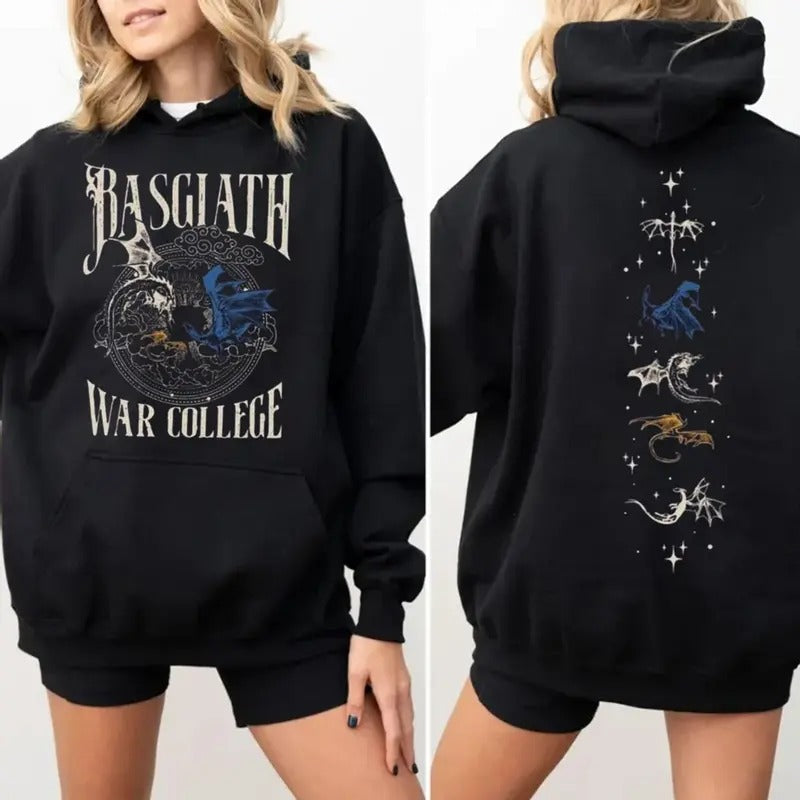 Basgiath War College 2 Sided Vintage Fourth Wing Dragon Rider Shirt Fourth Wing Book Nerd Bookish Booktok T-Shirts