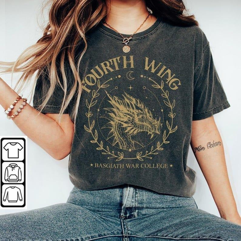 Basgiath War College Book Shirt Vintage Fourth Wing Dragon Rider Shirt Fly Die Rebecca Yarros Violet Sorrengail Bookish Lover V1 T-Shirts
