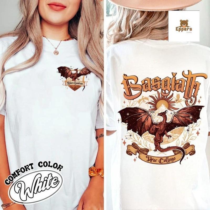 Basgiath War College Shirt Fourth Wing Dragon Shirt Iron Flame Shirt Dragon Rider Book Lover Simple T-Shirts
