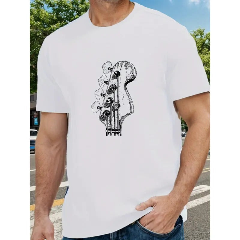 Bass Guitar Neck Print Shirt Casual Short Sleeve Summer Made USA T-Shirts