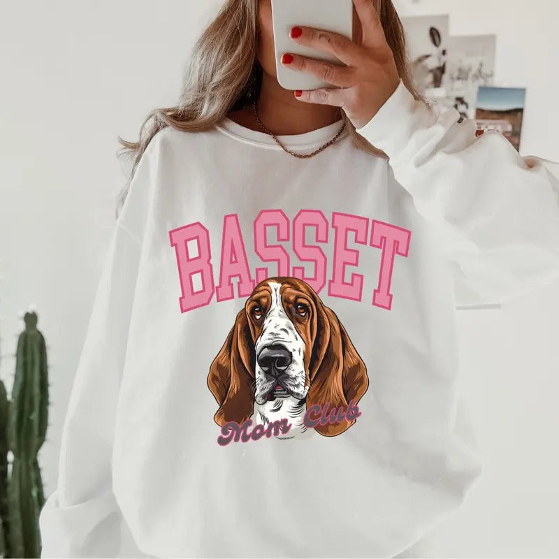 Basset Hound Mom Club ~ Relaxed Fit Printed USA Womenswear Casual Comfortablestyle{N002}2 T-Shirts