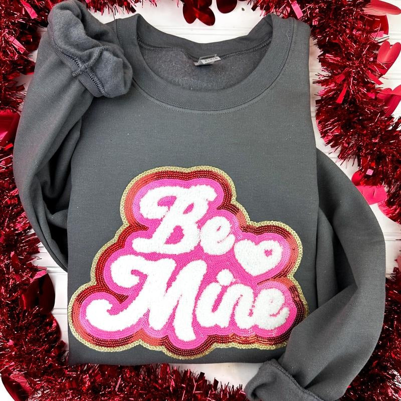Be Mine Chenille + Sequin Patch CHARCOAL T-Shirts