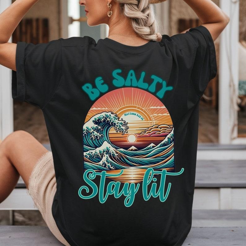Be Salty Stay Lit Boho Beachy Bible Verse Christian Shirts Beach Inspired Shirt Christians Jesus Faith 02 T-Shirts