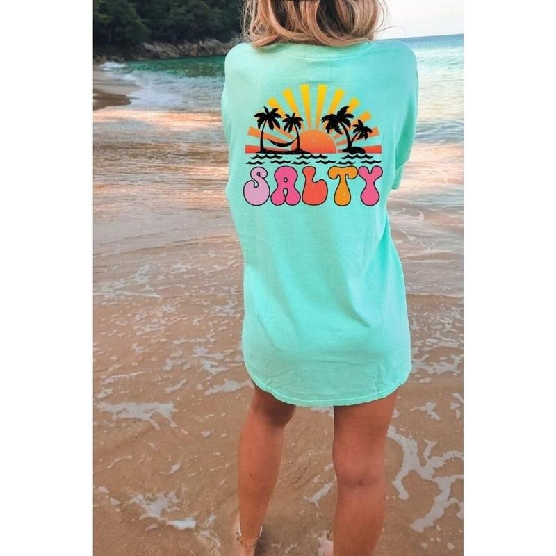 Beach Shirt D Summer Preppy Clothes Sunshine State Mind Stay Salty Shirt Beach Clothes T-Shirts
