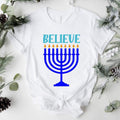 Believe Shirt Hanukkah Religious Jewish Friend Candle Lights Short Sleeve Jewish Festival Shirt T-Shirts