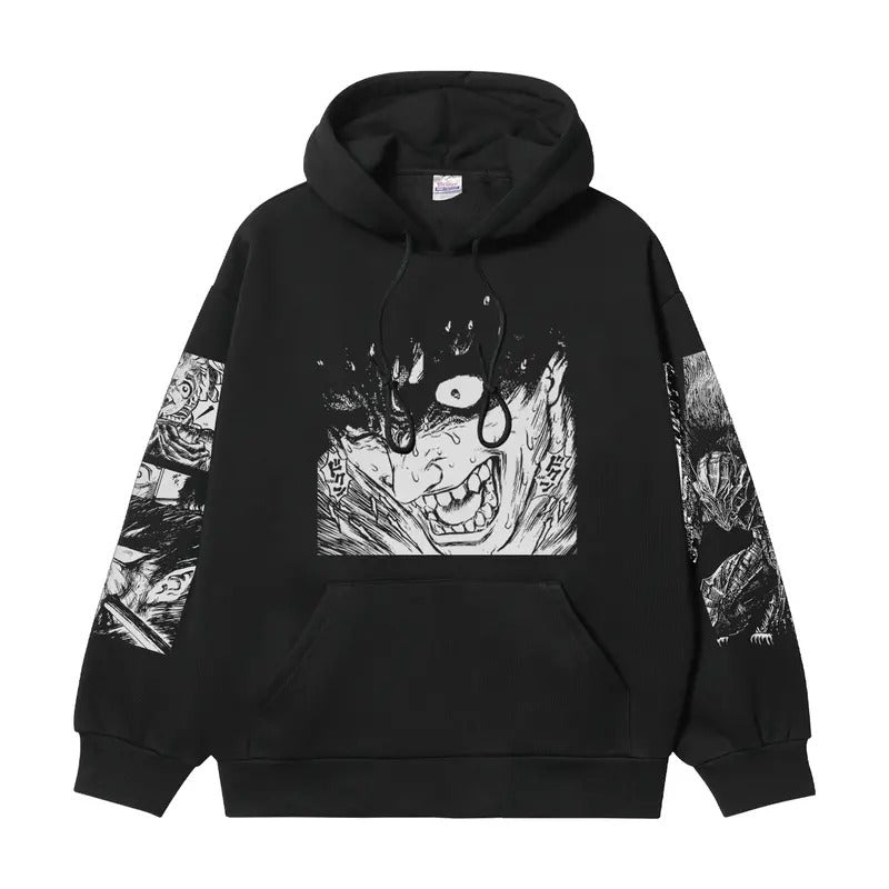Berserk "Guts' Fury" Heavyweight Vintage Cotton Blend Classic Anime Menswear Tops Long Sleeve T-Shirts
