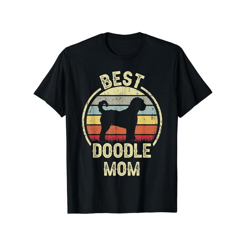 Best Dog Mom Ever" Vintage Goldendoodle 100% Cotton Crew Neck Short Sleeve Casual Summer Made Usa T-Shirts